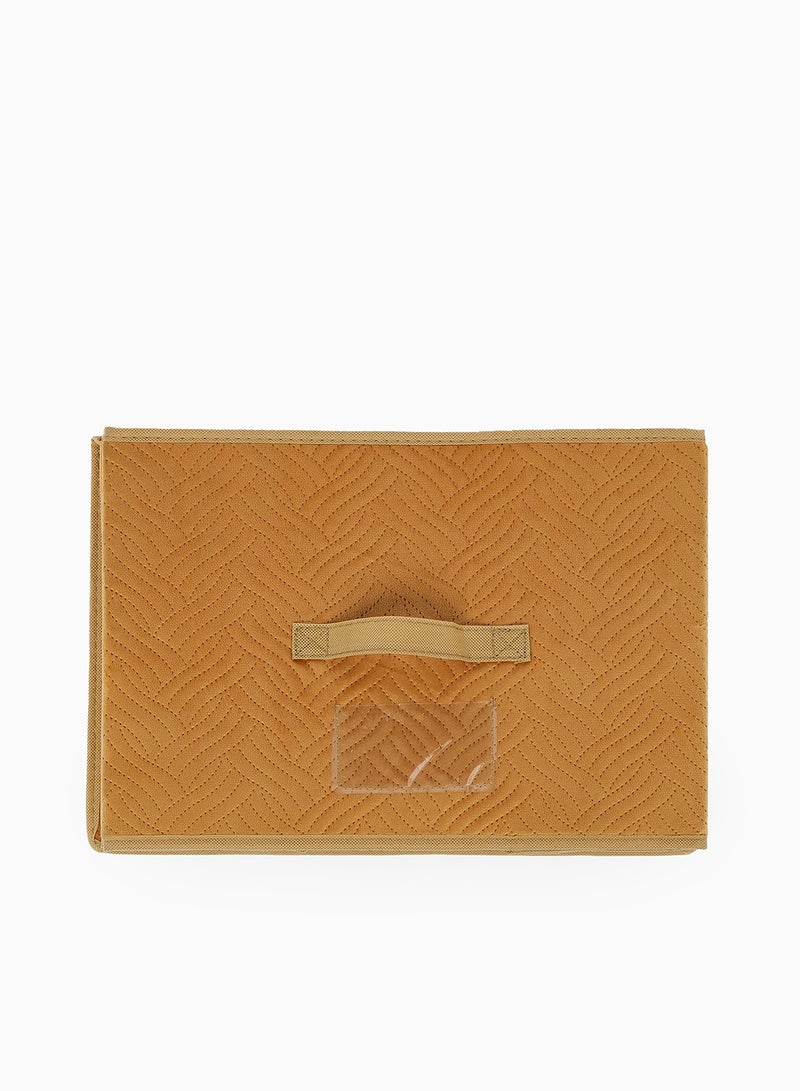 Amal - 3 Pack Storage Organiser With Side Handles And Top Zipper Lid, Easy To Collapse From The Top, Handy For Closet And Dresser Organisation Yellowish-Brown 39X27X26cm - Image 1