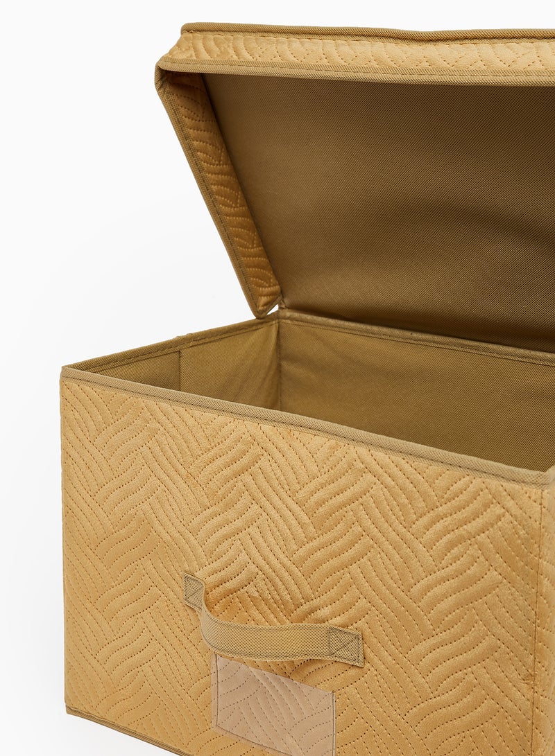 Amal - 3 Pack Storage Organiser With Side Handles And Top Zipper Lid, Easy To Collapse From The Top, Handy For Closet And Dresser Organisation Yellowish-Brown 39X27X26cm - Image 1