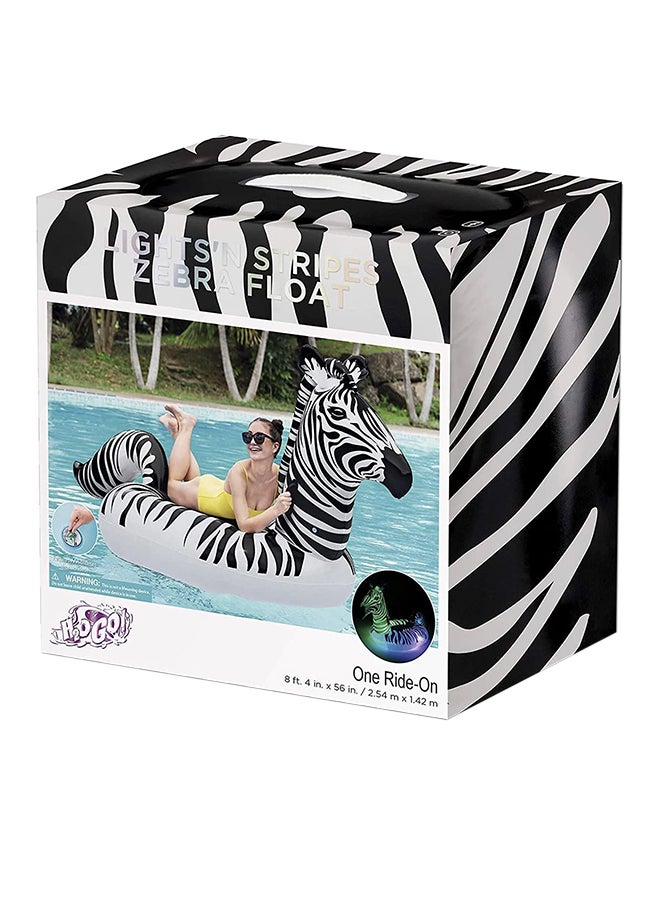 Bestway - Lights ‘N Stripes Zebra Ride-On Pool Float With Led Light 246x104x122cm 246x104x122cm - Image 1