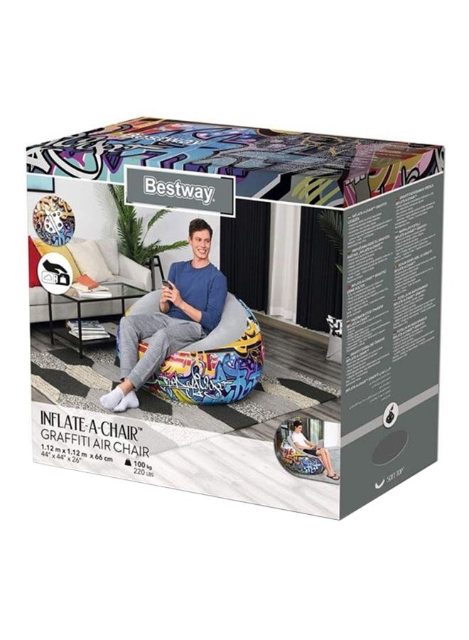 Bestway - Graffiti Inflate Airchair Blue/Yellow/Grey Blue/Yellow/Grey 112x66x112cm - Image 1