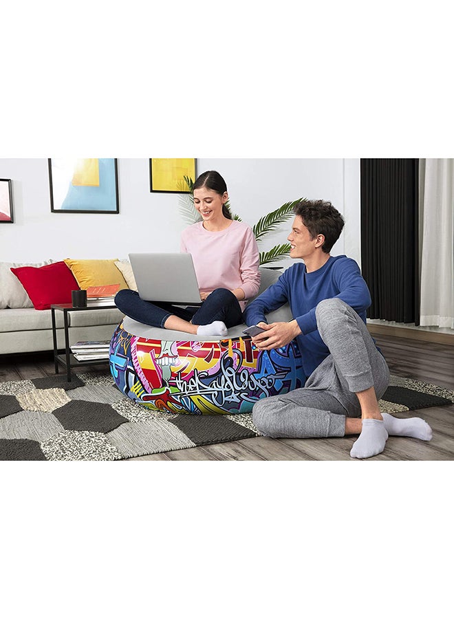 Bestway - Graffiti Inflate Airchair Blue/Yellow/Grey Blue/Yellow/Grey 112x66x112cm - Image 1