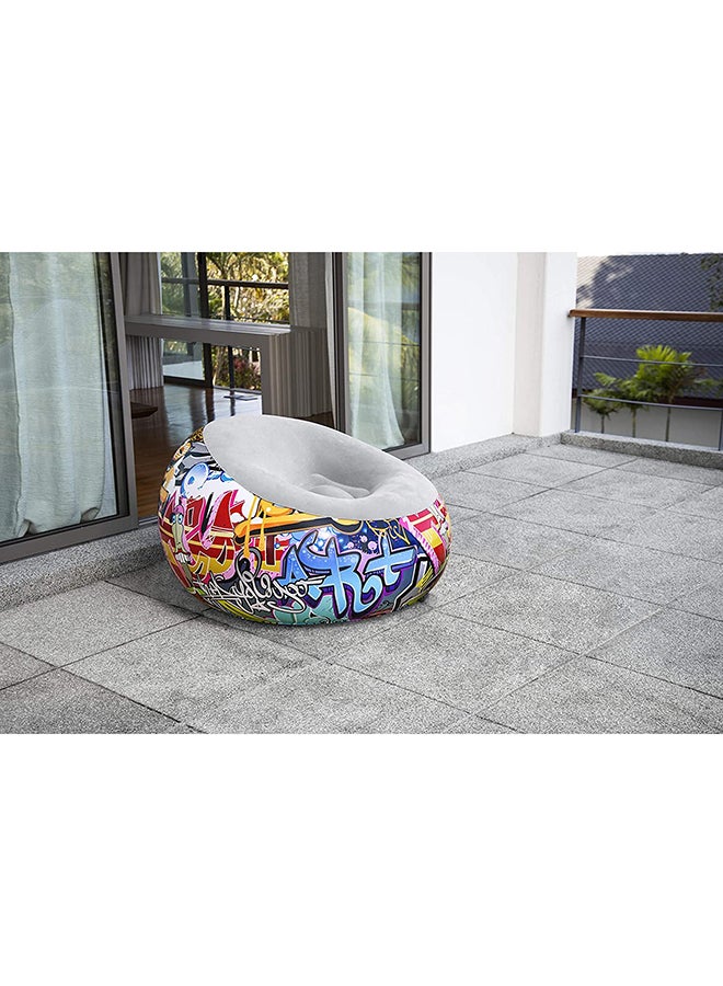 Bestway - Graffiti Inflate Airchair Blue/Yellow/Grey Blue/Yellow/Grey 112x66x112cm - Image 1