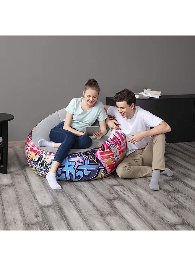 Bestway - Graffiti Inflate Airchair Blue/Yellow/Grey Blue/Yellow/Grey 112x66x112cm - Image 1