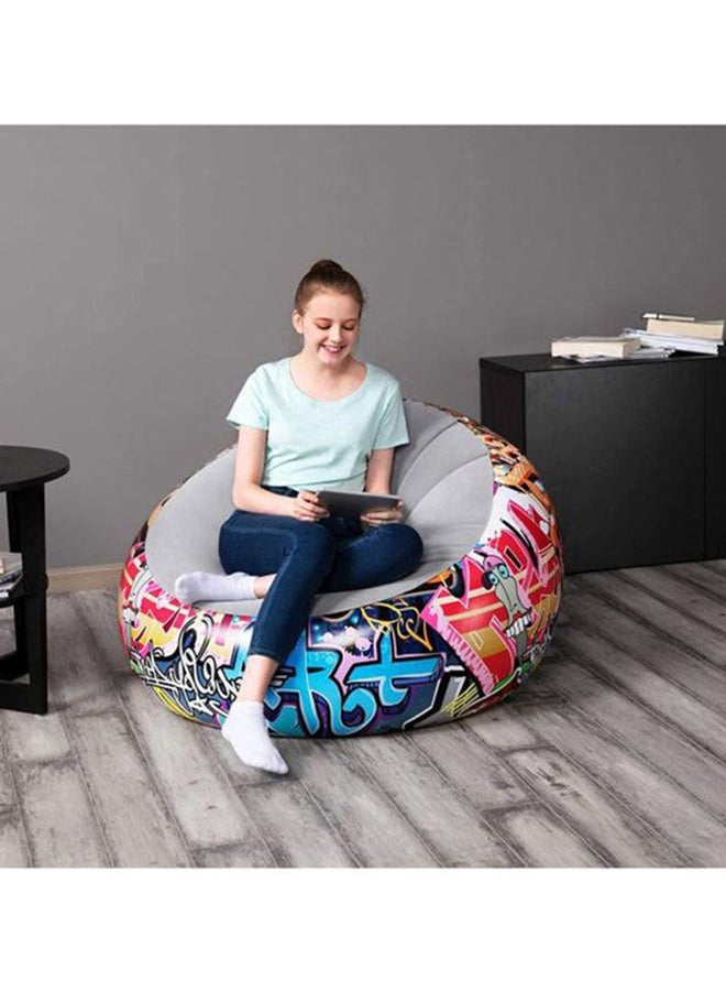 Bestway - Graffiti Inflate Airchair Blue/Yellow/Grey Blue/Yellow/Grey 112x66x112cm - Image 1