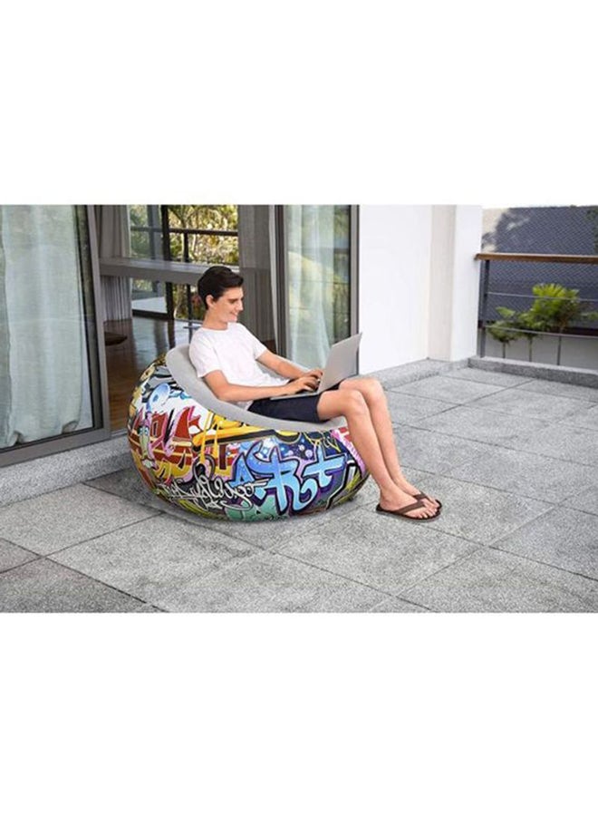 Bestway - Graffiti Inflate Airchair Blue/Yellow/Grey Blue/Yellow/Grey 112x66x112cm - Image 1