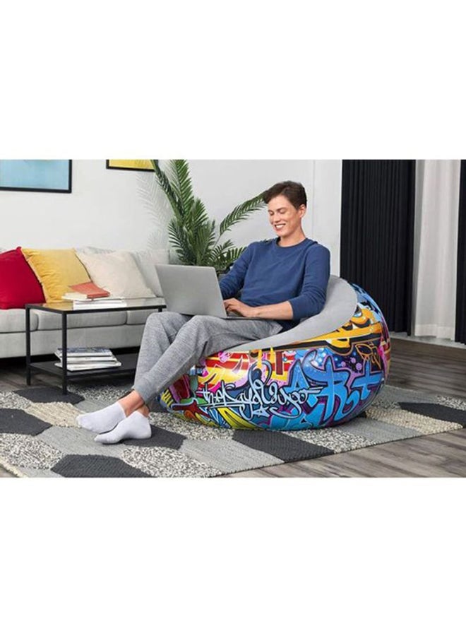 Bestway - Graffiti Inflate Airchair Blue/Yellow/Grey Blue/Yellow/Grey 112x66x112cm - Image 1