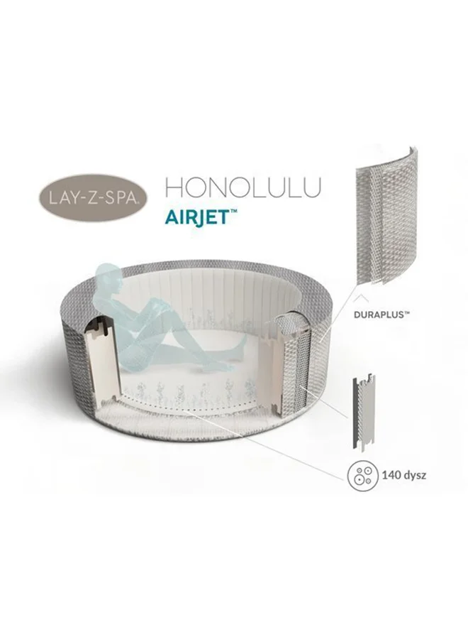Bestway Lay-Z-Spa Honolulu Airjet - 1 Spa, 1 Pool Cover, 1 Spa Pump, 1 Chemconnect Dispenser, Filter Cartridge (Vi), Repair Kit, Airjet System 34.5kg Grey 34.5kg