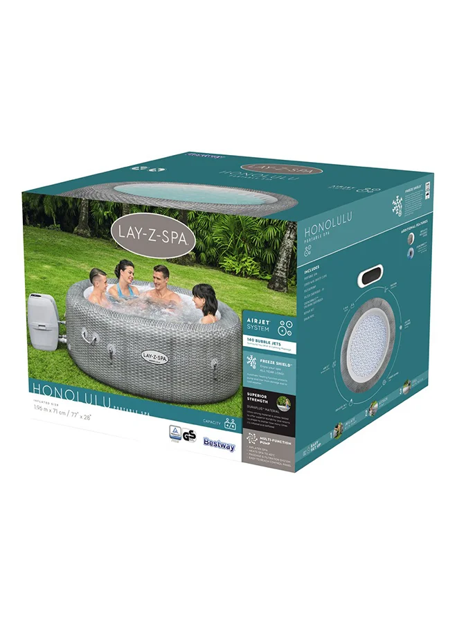 بست واي Lay-Z-Spa Honolulu Airjet - 1 Spa, 1 Pool Cover, 1 Spa Pump, 1 Chemconnect Dispenser, Filter Cartridge (Vi), Repair Kit, Airjet System 34.5kg