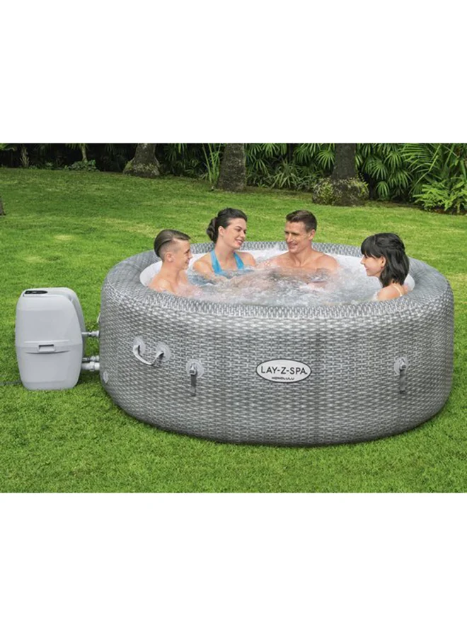 Bestway Lay-Z-Spa Honolulu Airjet - 1 Spa, 1 Pool Cover, 1 Spa Pump, 1 Chemconnect Dispenser, Filter Cartridge (Vi), Repair Kit, Airjet System 34.5kg Grey 34.5kg