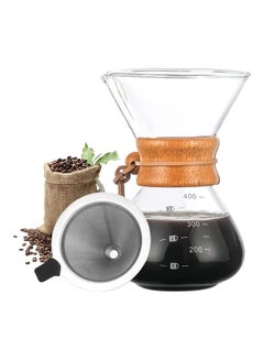 Coffee Pot With Strainer Filter Set Clear 19.5 x 11 x 10cm