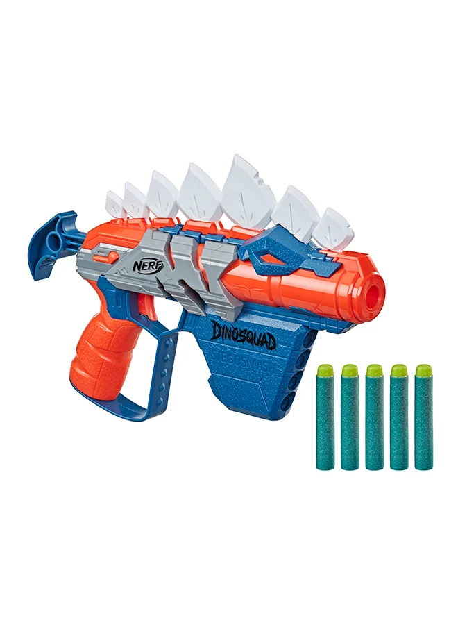 NERF Nerf Dinosquad Stegosmash Dart Blaster, 4-Dart Storage, Pull-Back Priming Handle, 5 Official Nerf Darts, Dinosaur Design, Stegosaurus Spikes