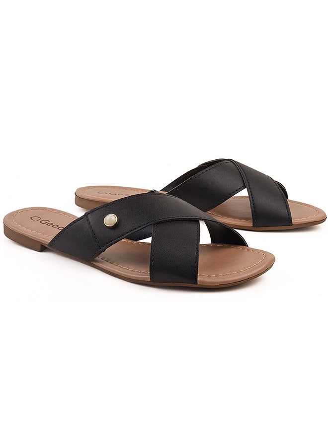 Thea Dyed Flat Sandals Black - v1645787284/N48027009V_1