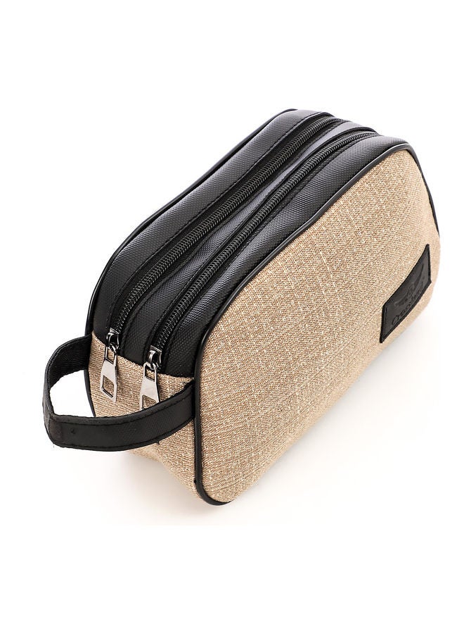 Crossland Multi Zipper Leather Canvas Handbag Beige  - Image 1