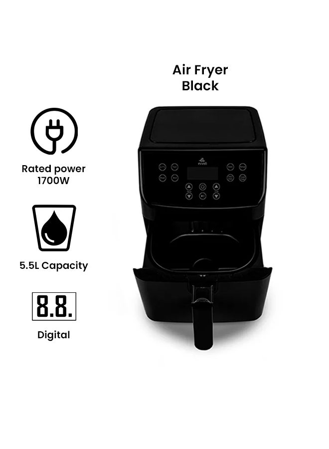 evvoli Digital Air Fryer LED Digital Touch Screen Timer and Temperature Control 8 Preset Programs 5.5 L 1700 W EVKA-AF5508B Black - Image 2