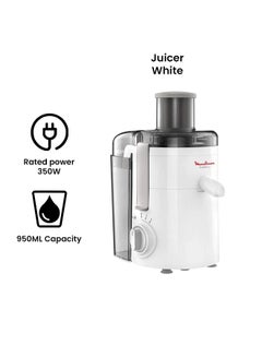 Moulinex Juicer | Fruitelia Juice Extractor |Plastic/Stainless Steel |  2 Years Warranty 950 ml 350 W JU370127 White  - Image 2