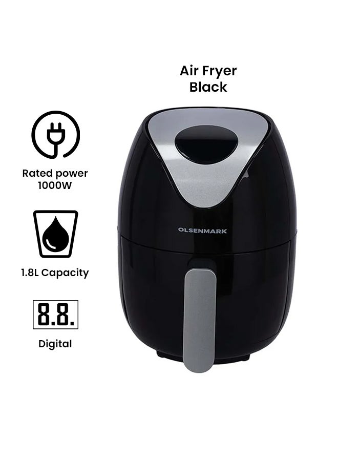 Olsenmark Powerful  Digital Air Fryer with Auto-shut off & Touch Controls 1.8 L 1000 W OMAF2447 Black - Image 2
