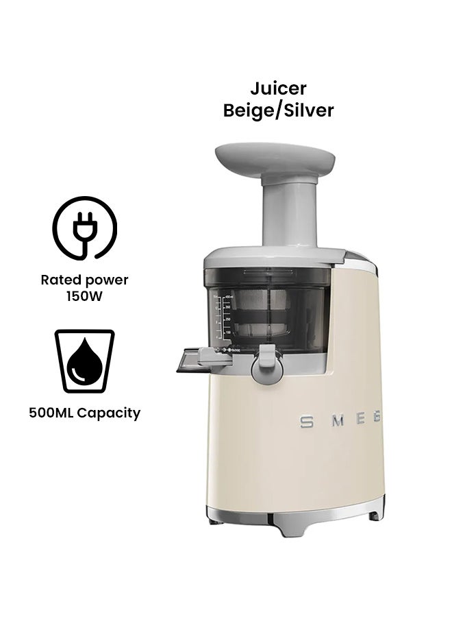 smeg 50's Retro Style Aesthetic Slow Juicer 150.0 W SJF01CRUK Beige/Silver  - Image 2