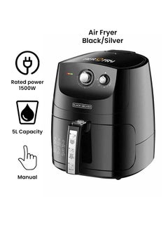 BLACK+DECKER Digital Air Fryer, 5 Liter, 1500 Watt, Black - AF550