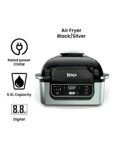 Foodi Health Grill And Air Fryer 5.7 L 1760 W AG301ME Black/Silver - v1645804793/N45957136A_2