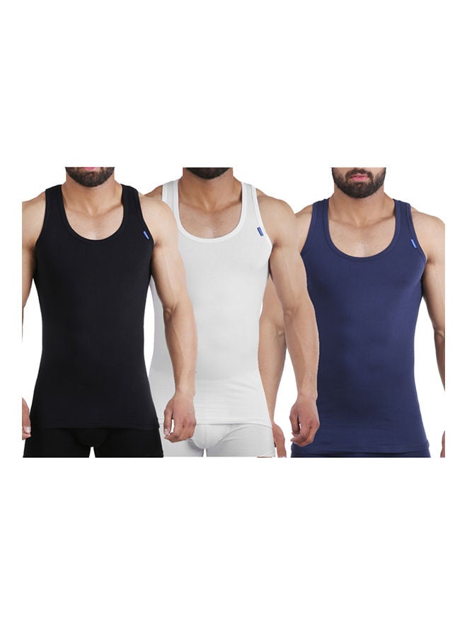 embrator Sleevless Cotton Undershirts Lycra Pack Of 3 Multicolour