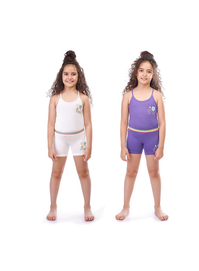 طقم ملابس داخلية قطنية بدون أكمام، قطعتين