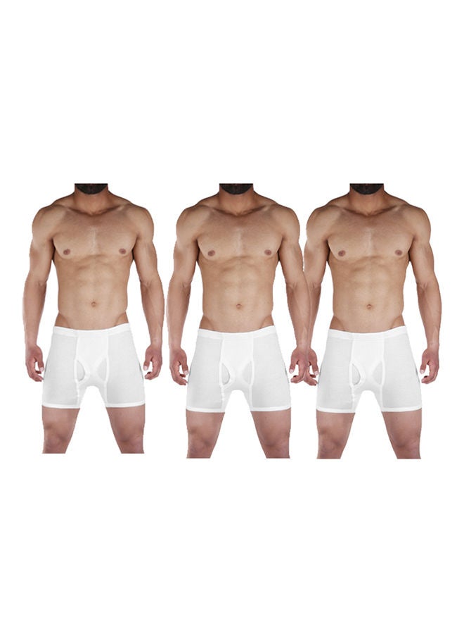 embrator Casual  Cotton Boyshorts Pack Of 3 White - Image 2