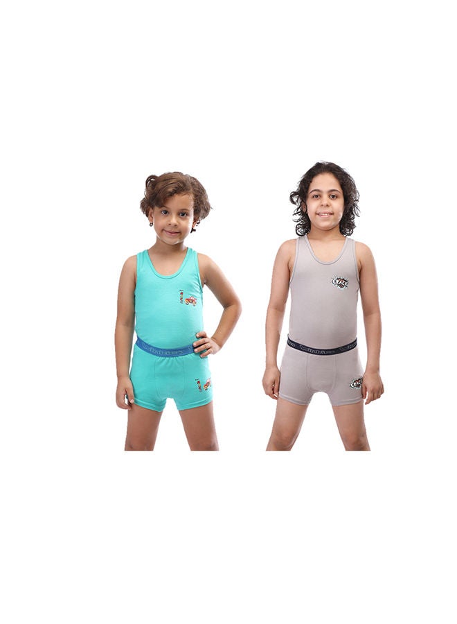 طقم ملابس داخلية قطنية كاجوال بدون أكمام، قطعتين