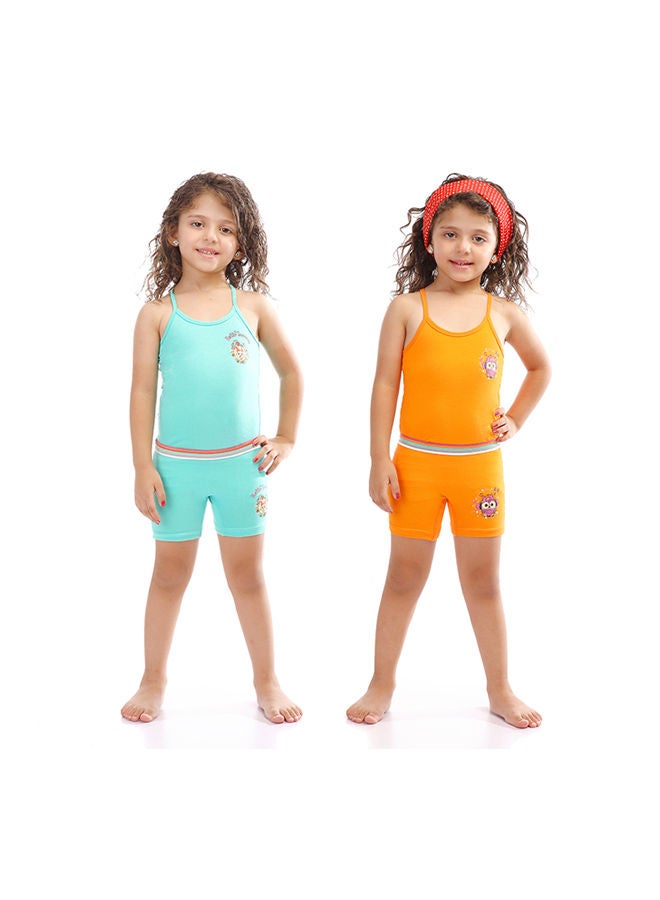 طقم ملابس داخلية قطنية بدون أكمام، قطعتين