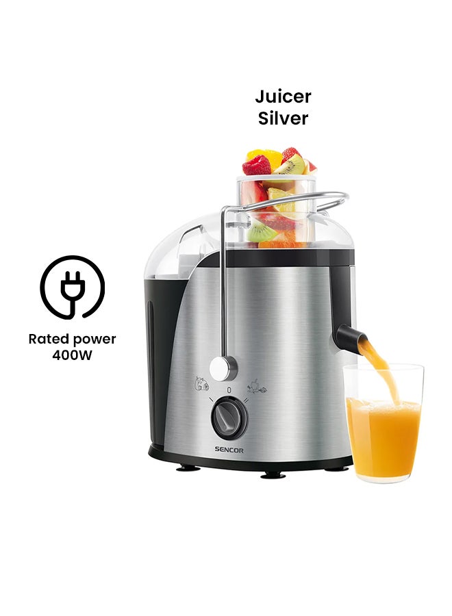 سنكور عصارة بقوة 400 وات مع الفصل التلقائي للُّب SJE 741SS فضي - Image 2