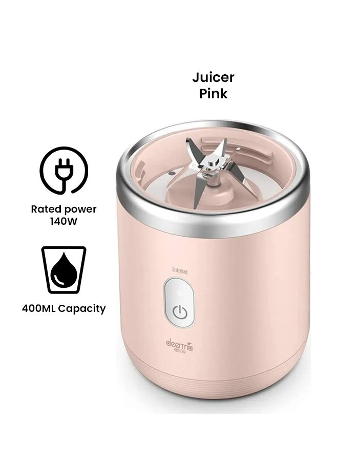 ديرما - عصارة قابلة للشحن بمنفذ USB مع كوب 140 W NU05 وردي - Image 1