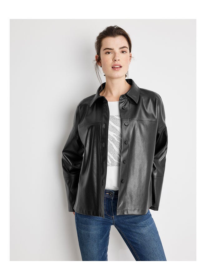 GERRY WEBER Shirt Jacket In Leather Look Black  - Image 1