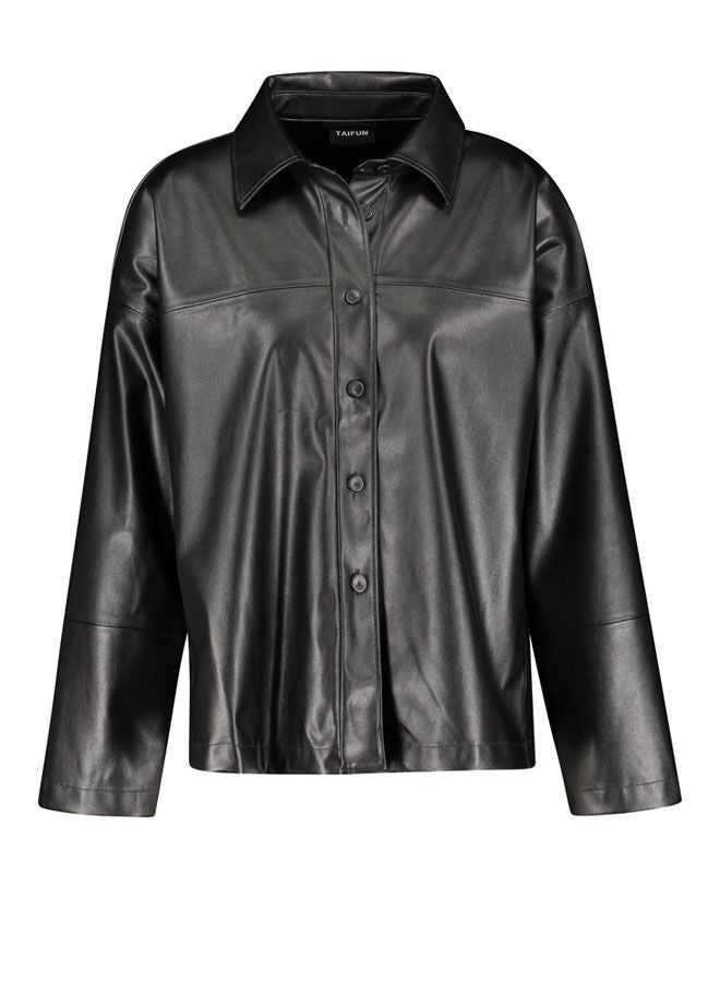 GERRY WEBER Shirt Jacket In Leather Look Black  - Image 2