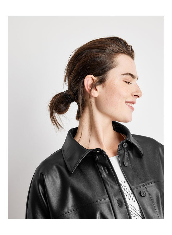 GERRY WEBER Shirt Jacket In Leather Look Black  - Image 4