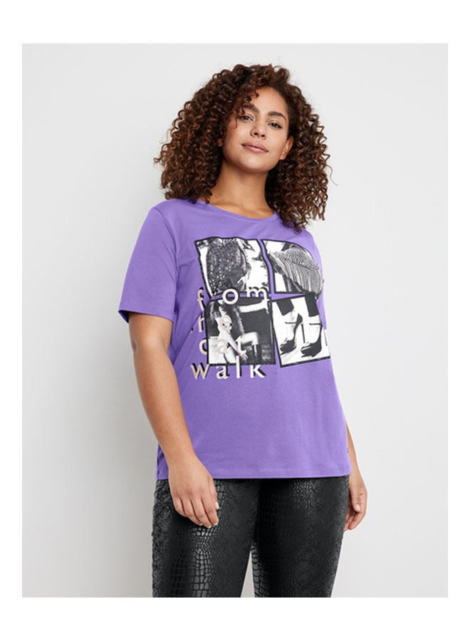 GERRY WEBER T-Shirt With Front Print And 1/2 Sleeves Purple - Image 1