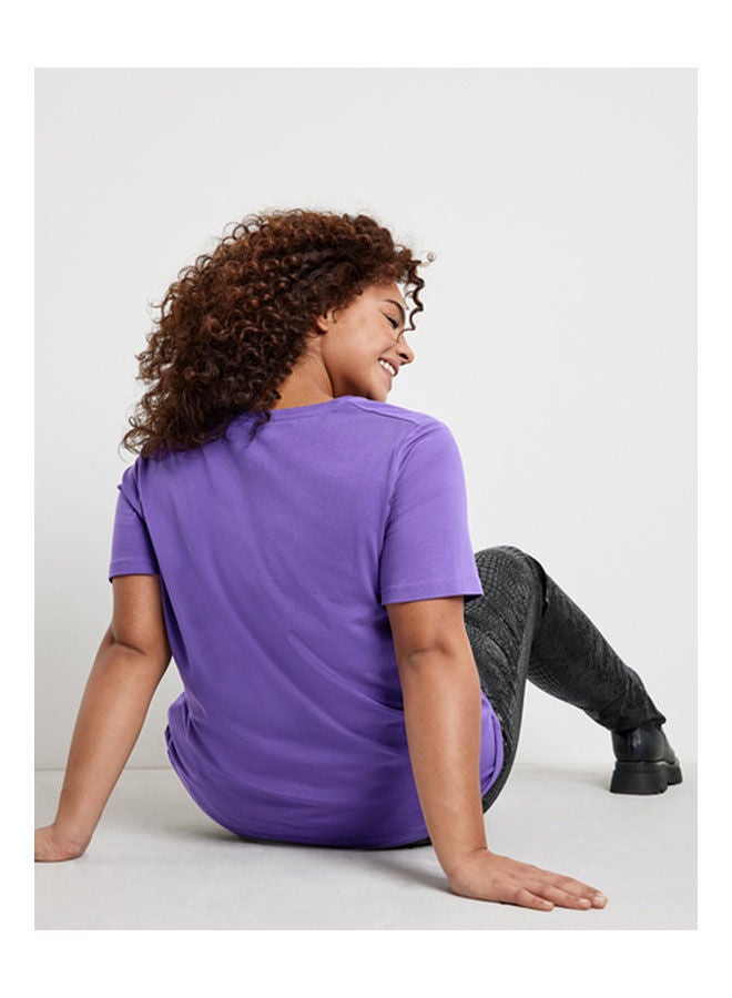 GERRY WEBER T-Shirt With Front Print And 1/2 Sleeves Purple - Image 2