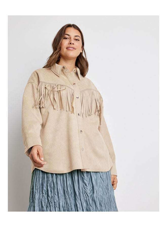 GERRY WEBER Suede Overshirt Biege  - Image 1