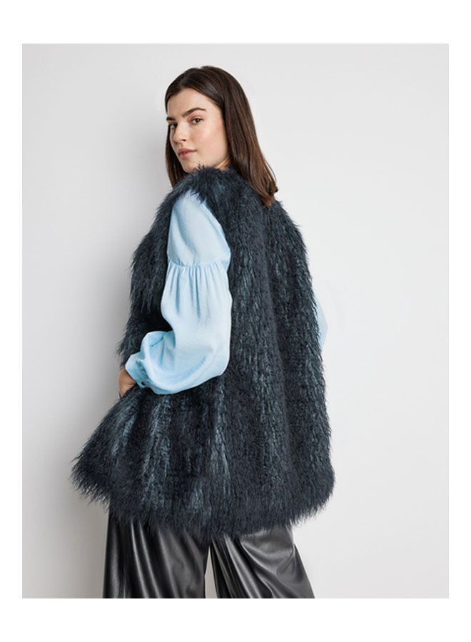 GERRY WEBER Faux Fur Body Warmer Blue  - Image 2