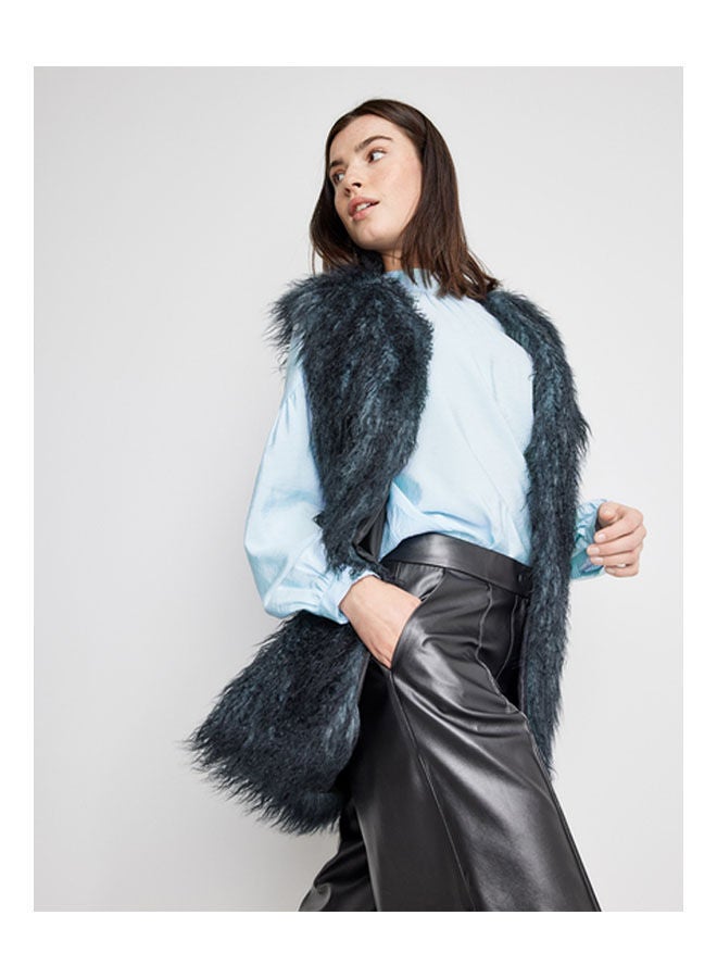 GERRY WEBER Faux Fur Body Warmer Blue  - Image 3