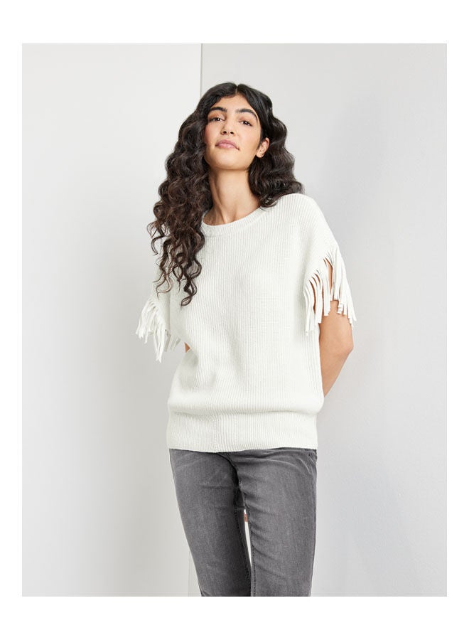 GERRY WEBER - Sleeveless Jumper With Fringe Accents White - Image 1