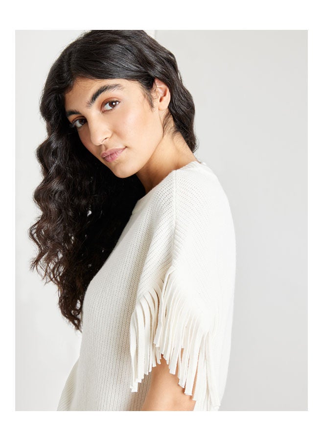 GERRY WEBER - Sleeveless Jumper With Fringe Accents White - Image 1