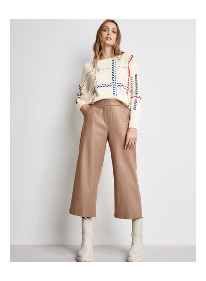 GERRY WEBER Culottes Embossed Leather, Wide Leg Brown  - Image 1