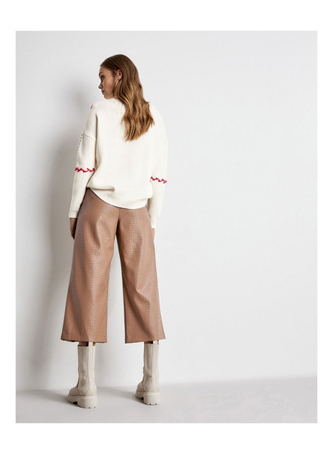 GERRY WEBER Culottes Embossed Leather, Wide Leg Brown  - Image 2