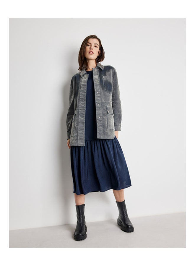 GERRY WEBER Denim Jacket With Velvety Flock Print Grey  - Image 1