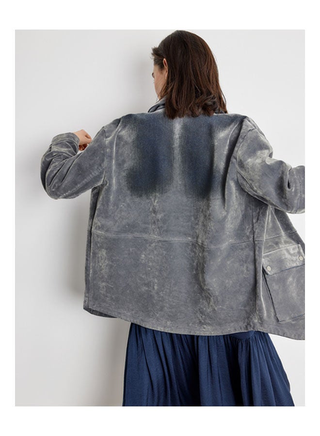 GERRY WEBER Denim Jacket With Velvety Flock Print Grey  - Image 2