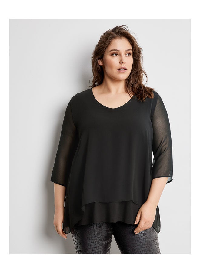 GERRY WEBER Blouse Top In Layered Look Black  - Image 1