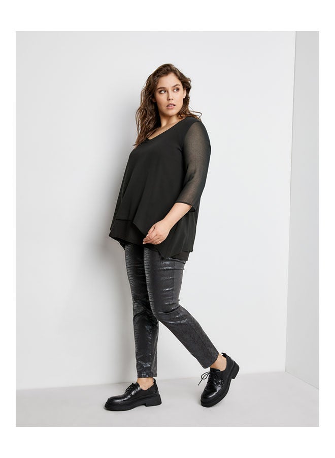 GERRY WEBER Blouse Top In Layered Look Black  - Image 2