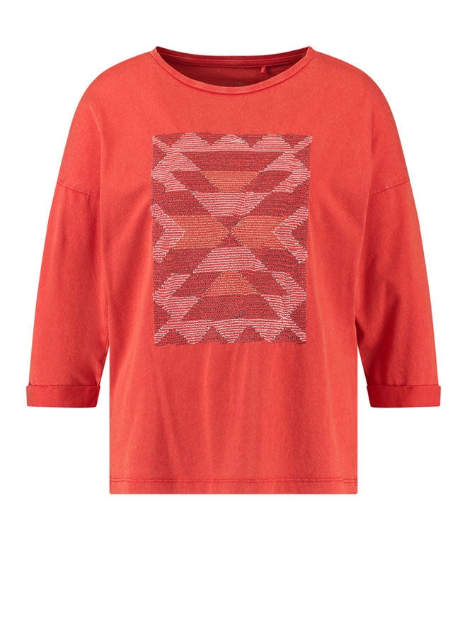 GERRY WEBER Top With Embroidery 3/4-Length Sleeves Red  - Image 2