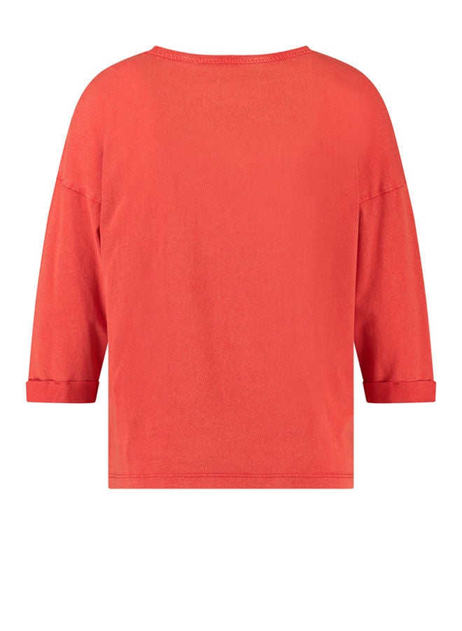 GERRY WEBER Top With Embroidery 3/4-Length Sleeves Red  - Image 3