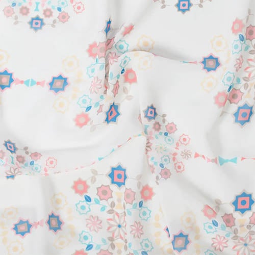 Tie Shop - Casual Floral hijab White-Blue-Simon - Image 1
