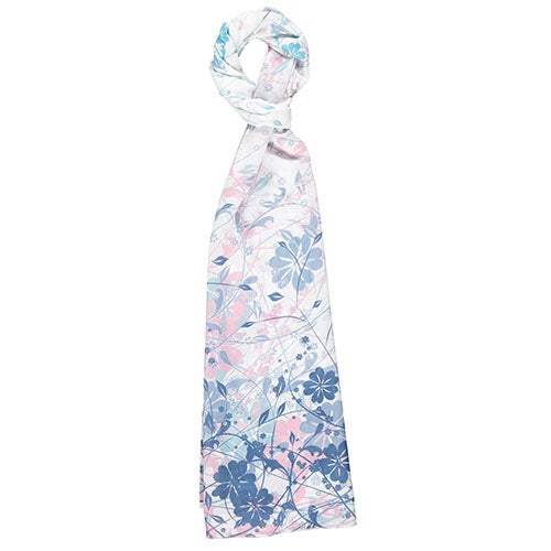 Tie Shop Casual Floral hijab White-Blue-Rose  - Image 3